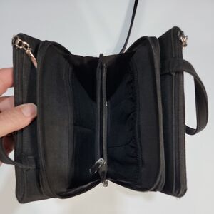 Black Crossbody Travel Bag Purse Catherina Organizer Expandable Pack Handbag EUC